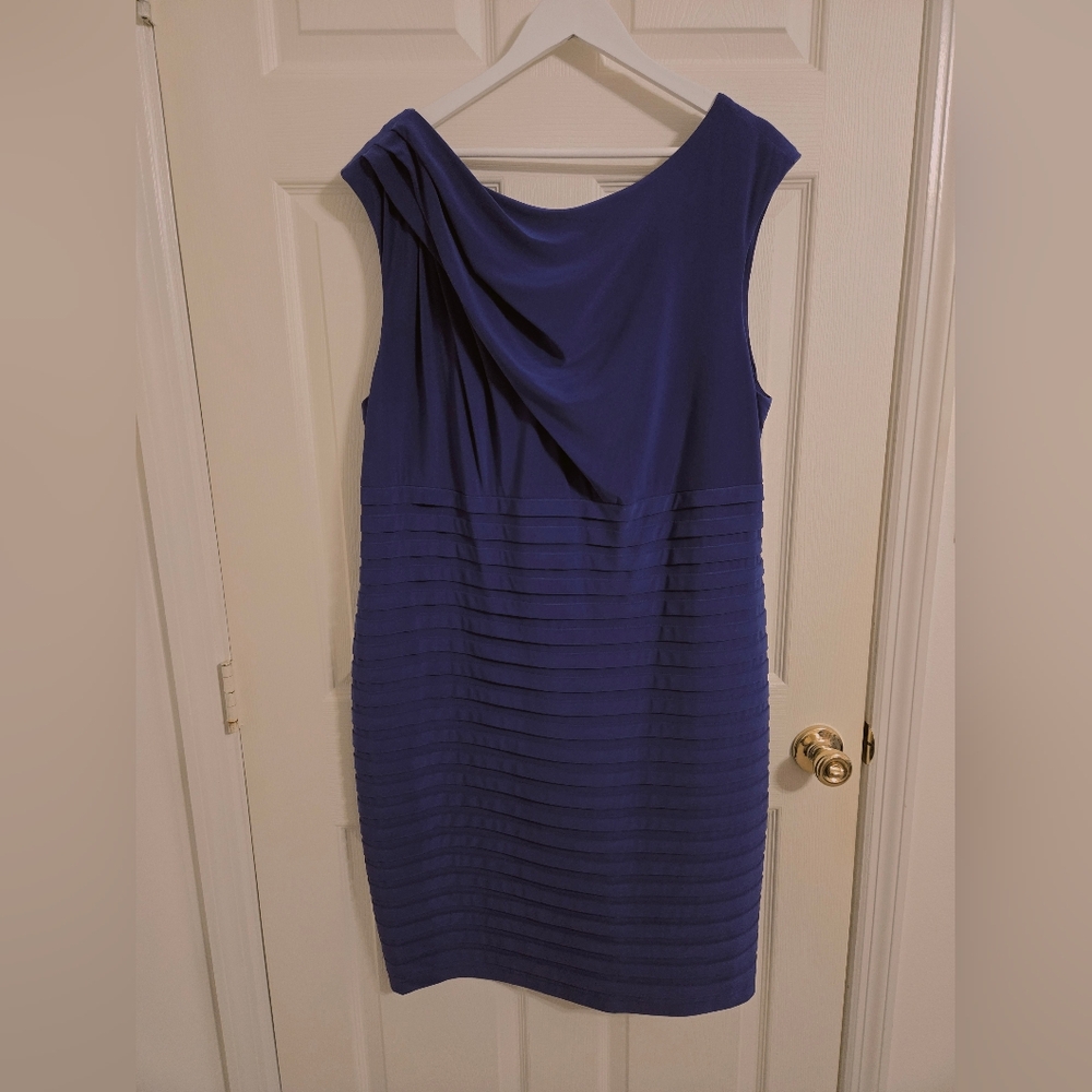 Adrianna Papell Elegant Blue Sleeveless Pencil Sheath Dress Size 20W